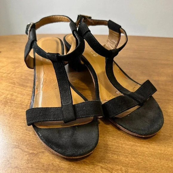 Staud Black Strappy Suede Block Heels Womens Size 7 AS IS - Picture 1 of 11